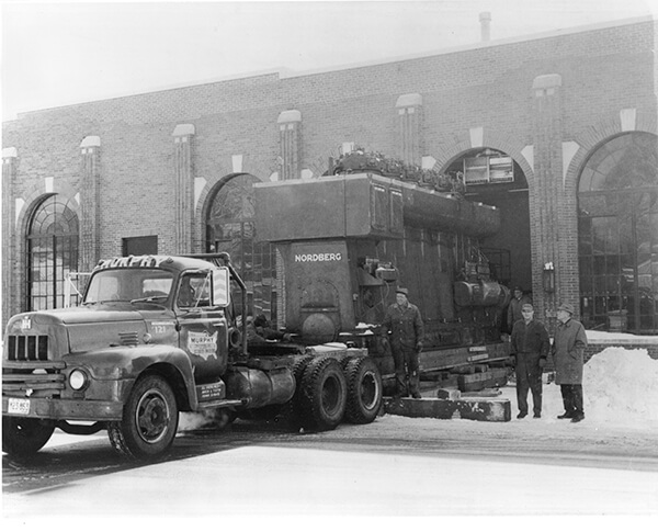 Murphy Rigging moving a Nordberg generator in the late 1970s.
